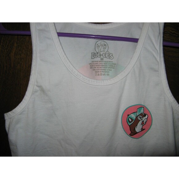 Mens Buc-cee's White Tropical Palm Trees Tank Top Shirt Size M - Picture 2 of 3